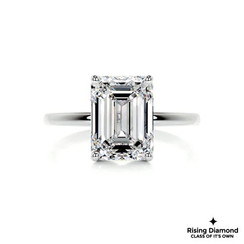 4.8 Ct Emerald Cut Colorless Moissanite Solitaire Engagement Ring