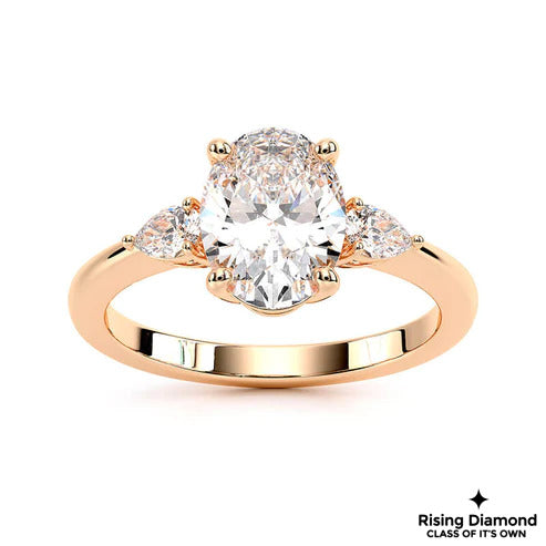 1.82 CT Oval Cut F/VS2 Lab Gown Diamond Three Stone Engagement Ring