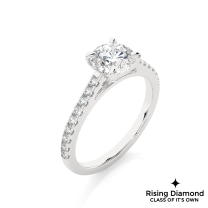 1.58 Ct Round Cut Colorless Moissanite Pave Engagement Ring