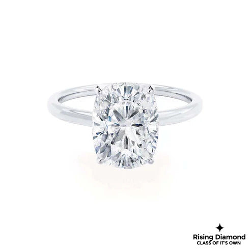2.95 Ct Cushion Cut Colorless Moissanite Solitaire Engagement Ring