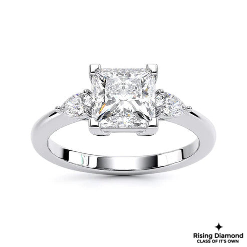 1.02 CT E/VS2 Princess Cut Lab Grown Diamond Three Stone Ring