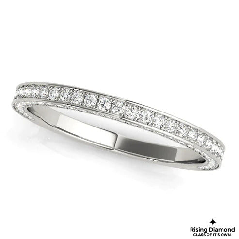 0.55 CTW 3D Round Cut Colorless Moissanite Wedding Band