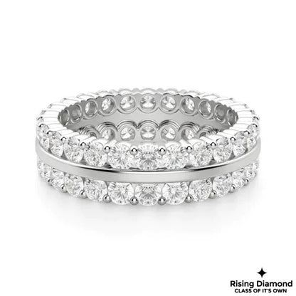 1.20 CTW Round Cut Colorless Moissanite Double Pave Band