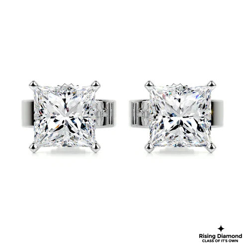 1.0 Ct Princess Cut Colorless Moissanite For Each stud