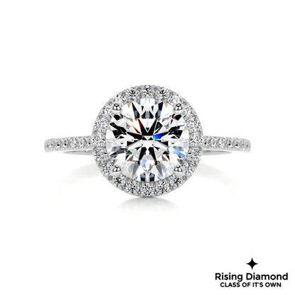 2.85 Ct Round Cut Colorless Moissanite Halo Engagement Ring