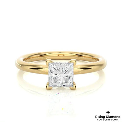 1.0 CT F/VS1 Princess Cut Lab Created Diamond Solitaire Ring