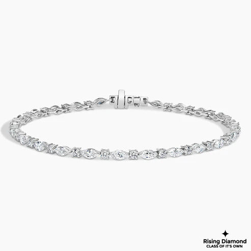 3.42 CTW Round and Marquise Cut Colorless Moissanite Minimalist Bracelet