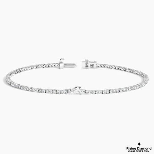 3.35 CTW Round and Pear Cut Colorless Moissanite Tennis Bracelet