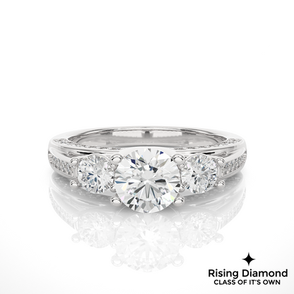 1.58 Ct Round Cut F-VS1 Lab Grown Diamond Gold Engagement Ring