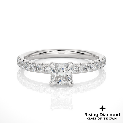 1.07 Ct Princess Cut Colorless Moissanite Engagement Ring