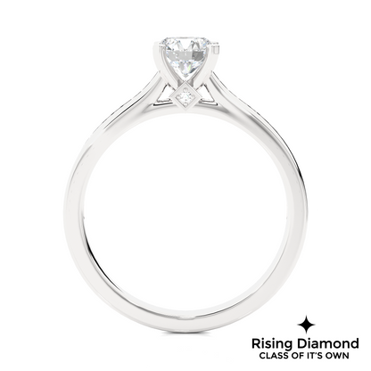 1.16 Ct Round Cut Colorless Moissanite Engagement Ring in Cathedral Style