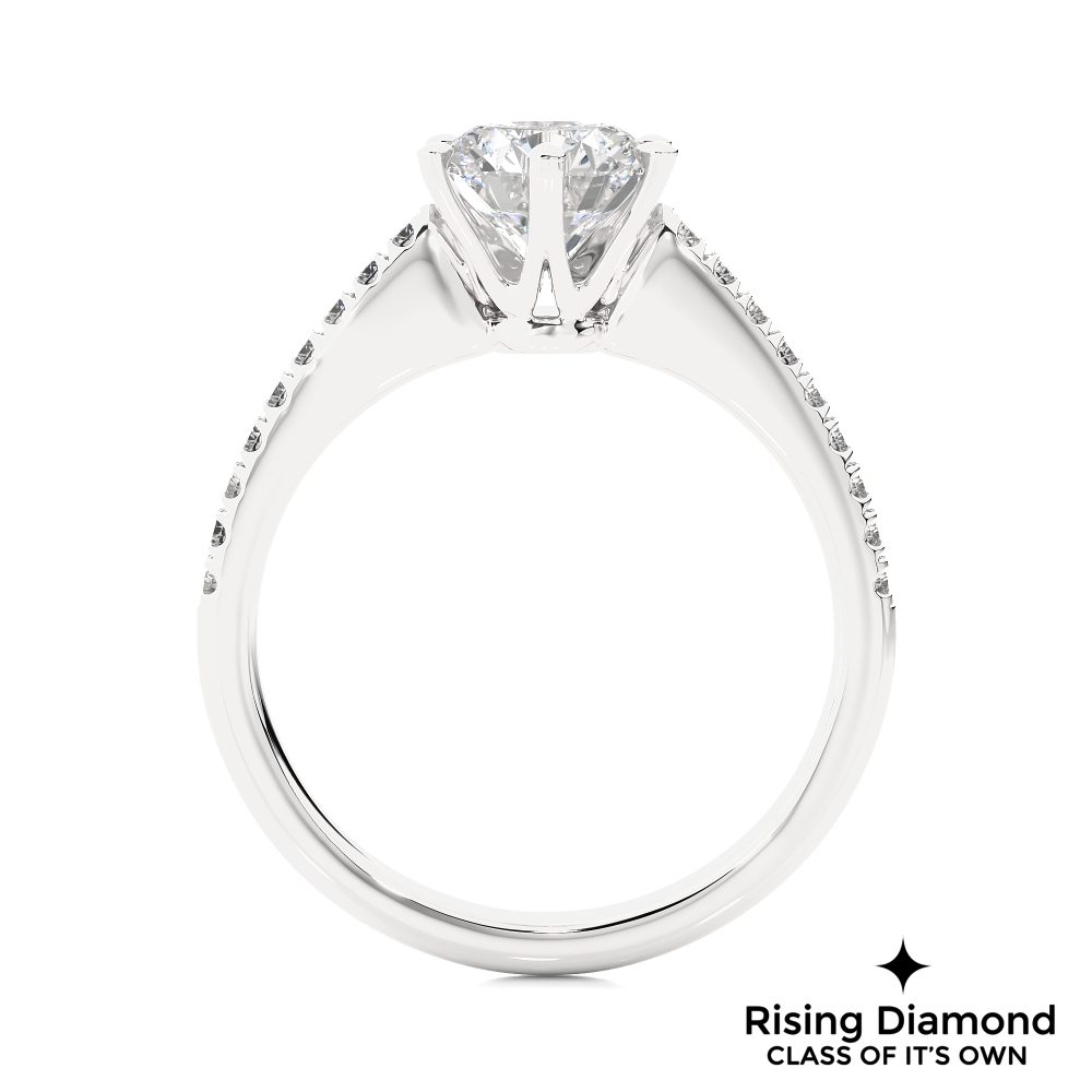 1.79 Ct Round Cut Colorless Moissanite Six Prong Engagement Ring