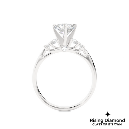 0.97 Ct Round Cut Colorless Moissanite Engagement Ring