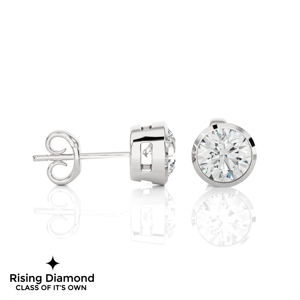 0.59 Ct For Each Round Cut Lab Grown Diamond Gold Stud Earring