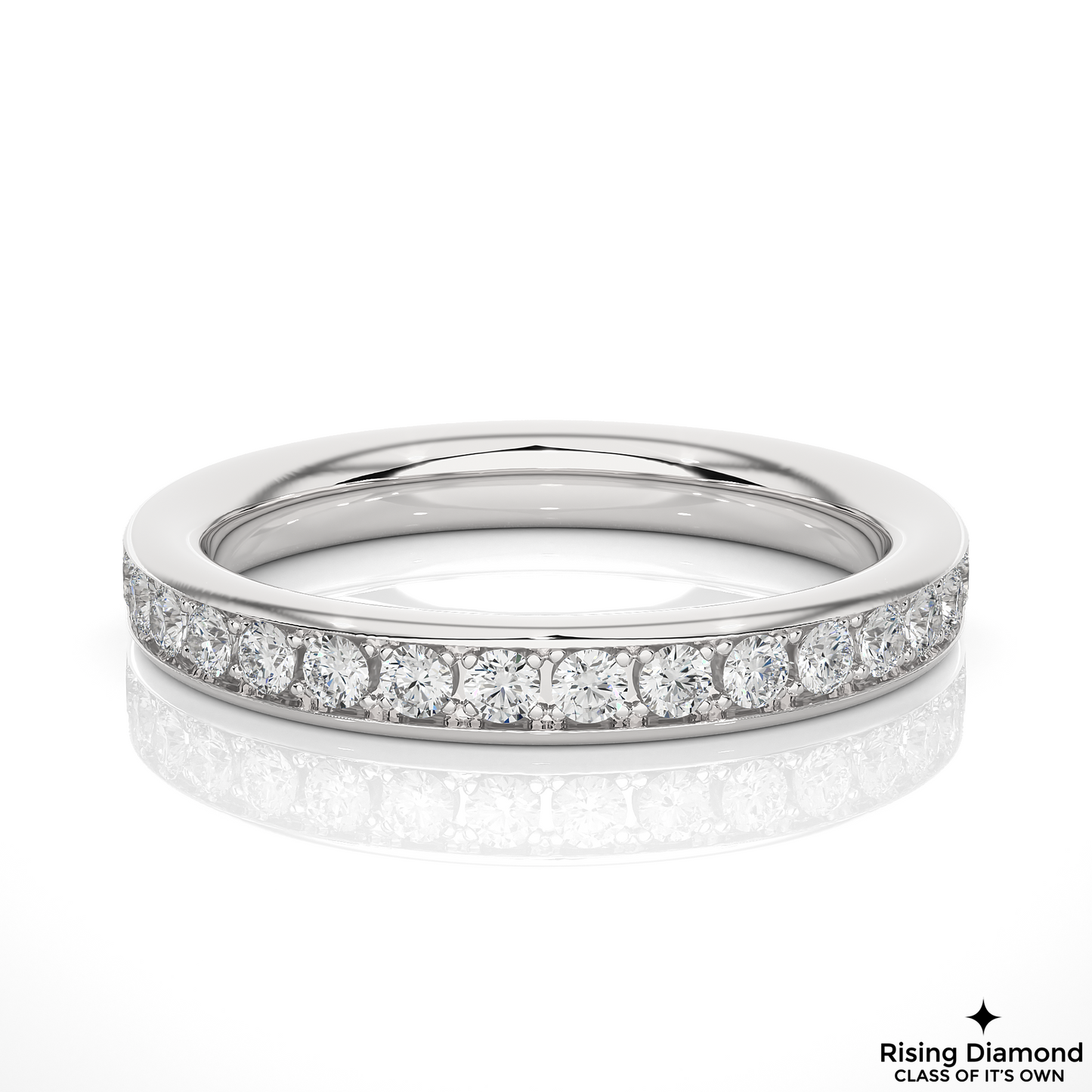 0.45 CTW Round Cut Lab Crated Diamond Wedding Band in Chanel Setting