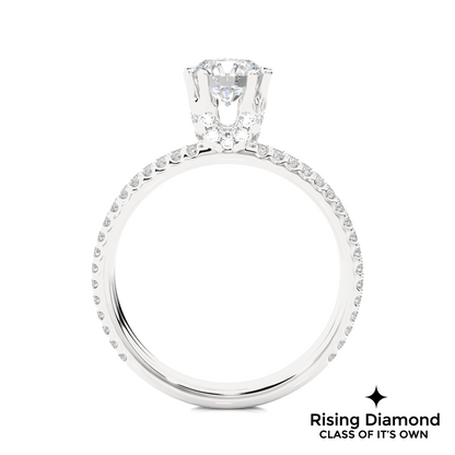 1.01 Ct Round Cut F-VS1 Lab Grown Diamond Pave Engagement Ring