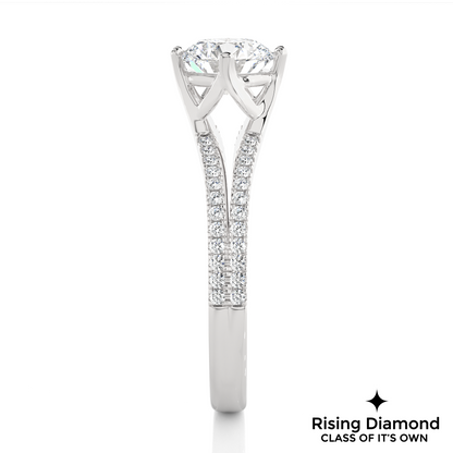 1.01 Ct Round Cut F-VS1 Lab Created Diamond Split Shank Engagement Ring
