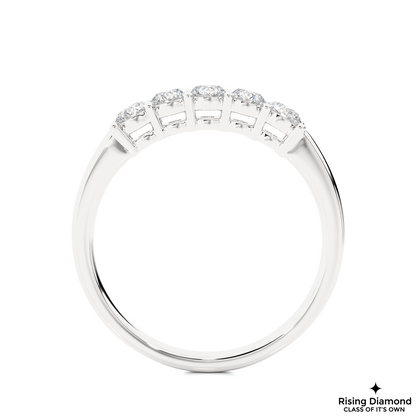 0.25 CTW Round Cut Five Stone Wedding Band in Prong Setting