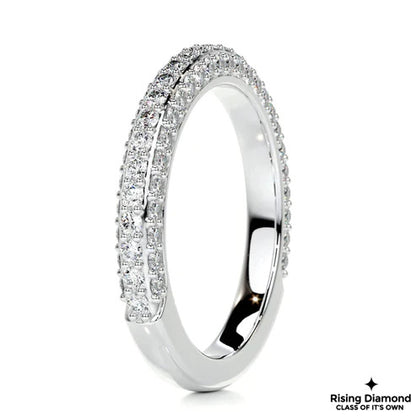 0.75 CTW Round Cut Colorless Moissanite Micro Pave Wedding Band