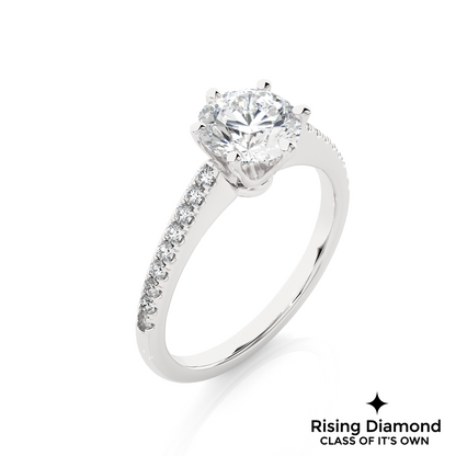 1.79 Ct Round Cut Colorless Moissanite Six Prong Engagement Ring