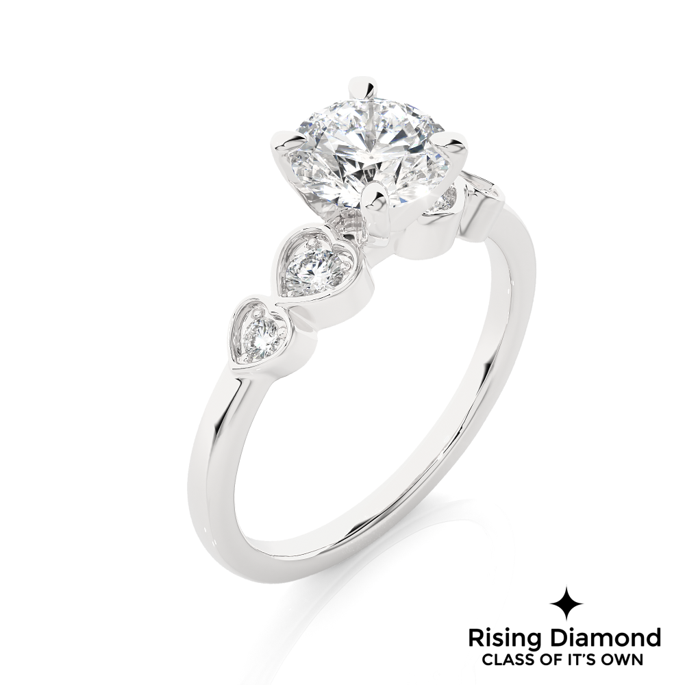 1.55 Ct Round Cut Colorless Moissanite Engagement Ring