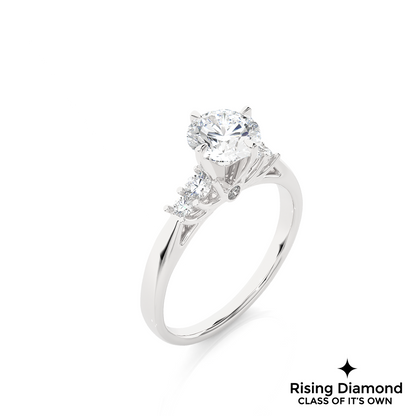 0.97 Ct Round Cut Colorless Moissanite Engagement Ring