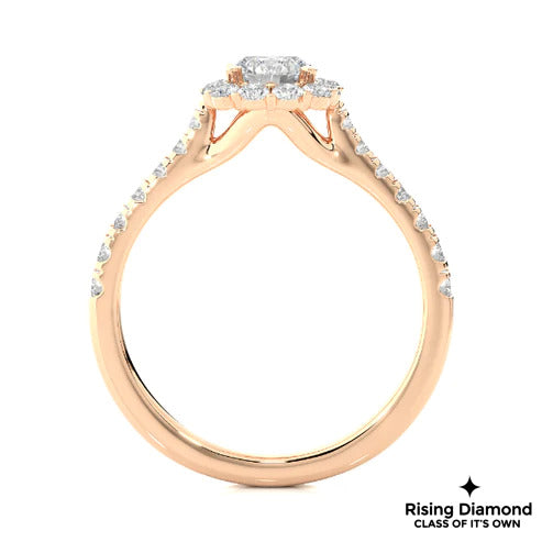 1.01 Ct Round Cut E-VS Lab Grown Diamond Gold Halo Engagement Ring