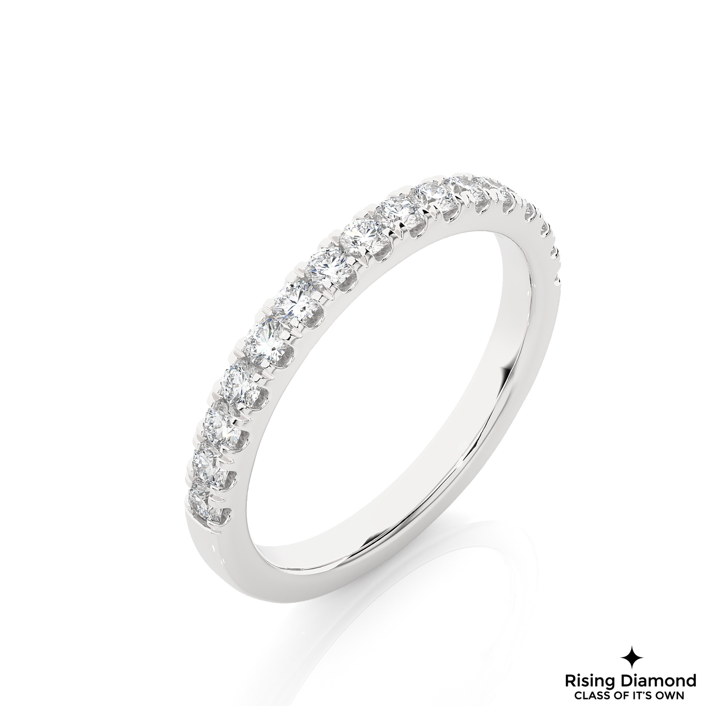 0.39 CTW Round Cut Lab Grown Diamond Half Eternity Band in Pave Setting