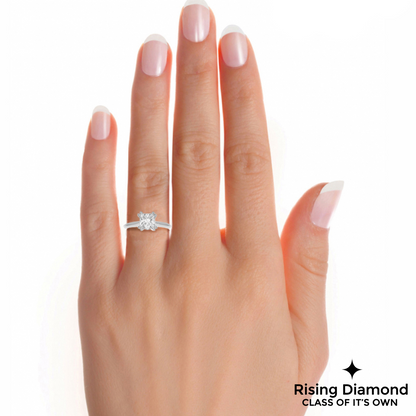1.47 Ct Princess Cut Colorless Moissanite Engagement Ring