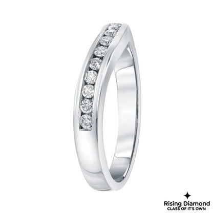 0.35 CTW Round Colorless Moissanite Curved Band