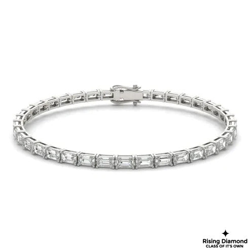 9.5 CTW Emerald Cut Colorless Moissanite Tennis Bracelet in Prong Setting