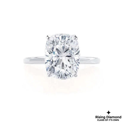 2.95 Ct Cushion Cut Colorless Moissanite Solitaire Engagement Ring