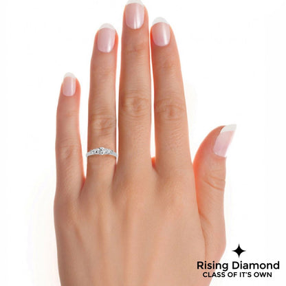 1.01 Ct Round Cut E-VS1 Lab Grown Diamond Three Stone Engagement Ring