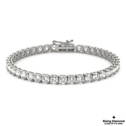 5.15 CTW Round Cut Colorless Moissanite Tennis Bracelet in Pave Setting