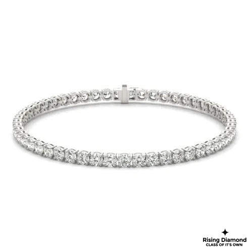 2.87 CTW Round Cut Colorless Moissanite Tennis Bracelet With Prongs