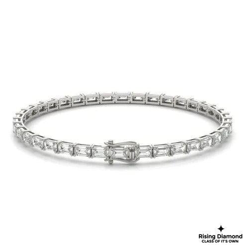 9.5 CTW Emerald Cut Colorless Moissanite Tennis Bracelet in Prong Setting