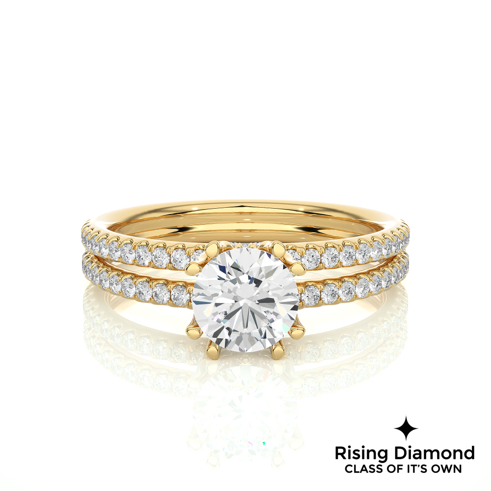 1.01 Ct Round Cut F-VS1 Lab Grown Diamond Pave Engagement Ring