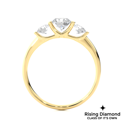 1.03 Ct Round Cut E-VS1 Lab Grown Diamond Three Stone Engagement Ring
