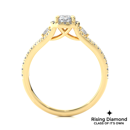 0.97 Ct Cushion Cut F-VS1 Lab Grown Diamond Split Shank Gold Engagement Ring