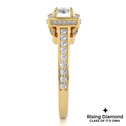 1.16 Ct Round Cut E-VS2 Lab Grown Diamond Gold Engagement Ring