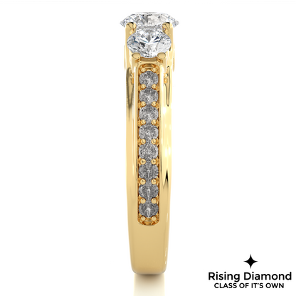1.23 Ct Round Cut E-VS2 Lab Grown Diamond Three Stone Engagement Ring