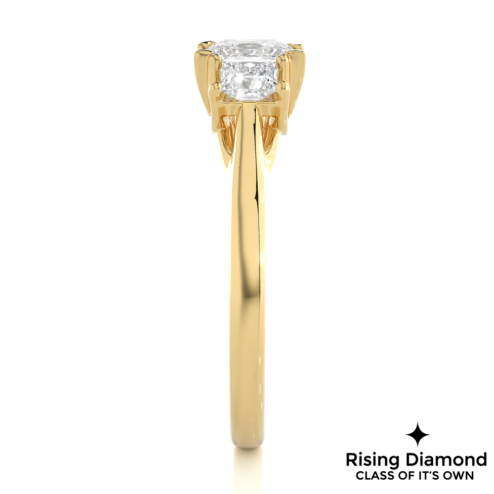 1.07 Ct Princess Cut Colorless Moissanite Three Gold Engagement Ring