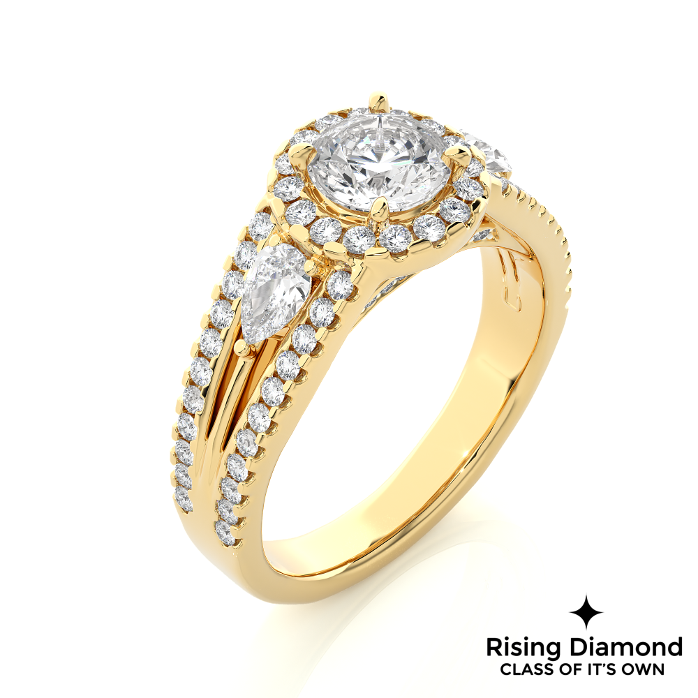 1.16 Ct Round Cut F-VS1 Lab Created Diamond Gold Engagement Ring