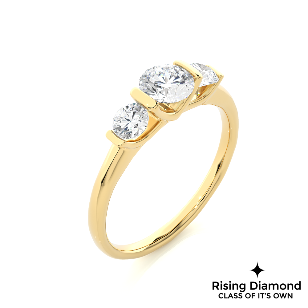 1.03 Ct Round Cut E-VS1 Lab Grown Diamond Three Stone Engagement Ring