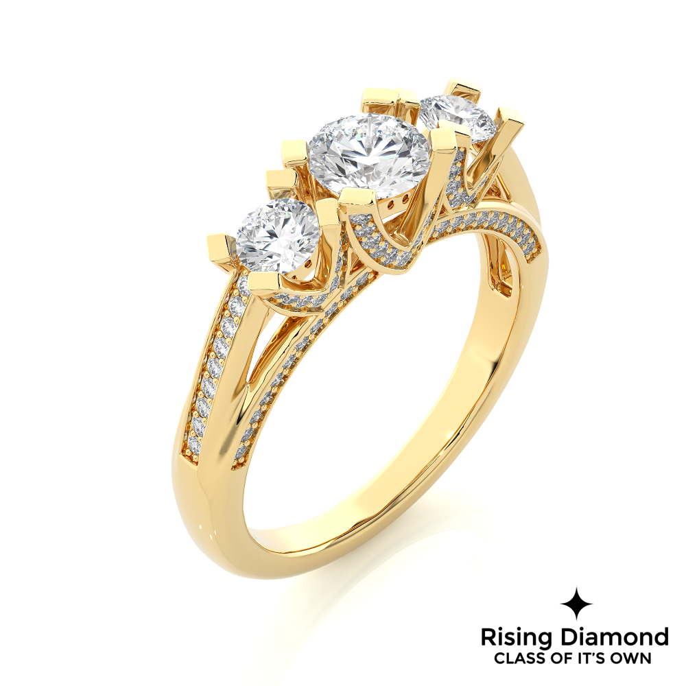 1.03 Ct Round Cut E-VS1 Lab Grown Diamond Gold Engagement Ring