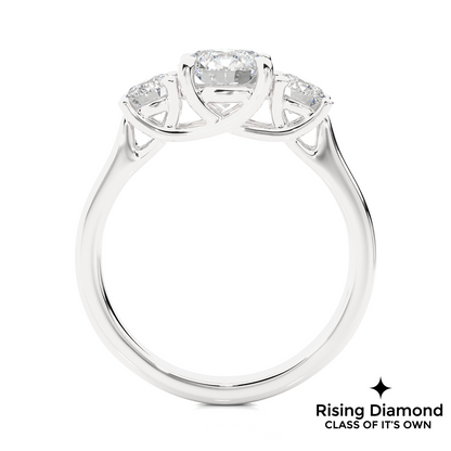 1.90 Ct Round Cut Colorless Moissanite Three Stone Engagement Ring