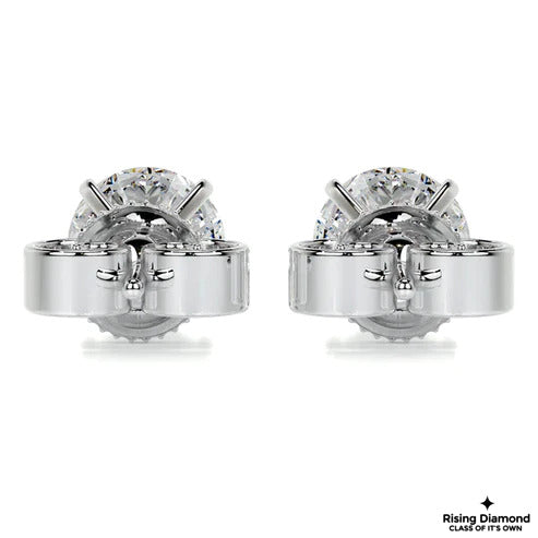 1.5 Ct Round For Each Colorless Moissanite Stud Earring