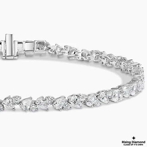 13.28 CTW Round and Pear Cut Colorless Moissanite Bracelet