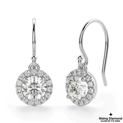 1.46 TCW For Each Round Cut F-VS Lab Grown Diamond Gold Earring