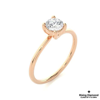 0.85 TCW Round Cut E-VS Lab Grown Diamond Gold Solitaire Engagement Ring